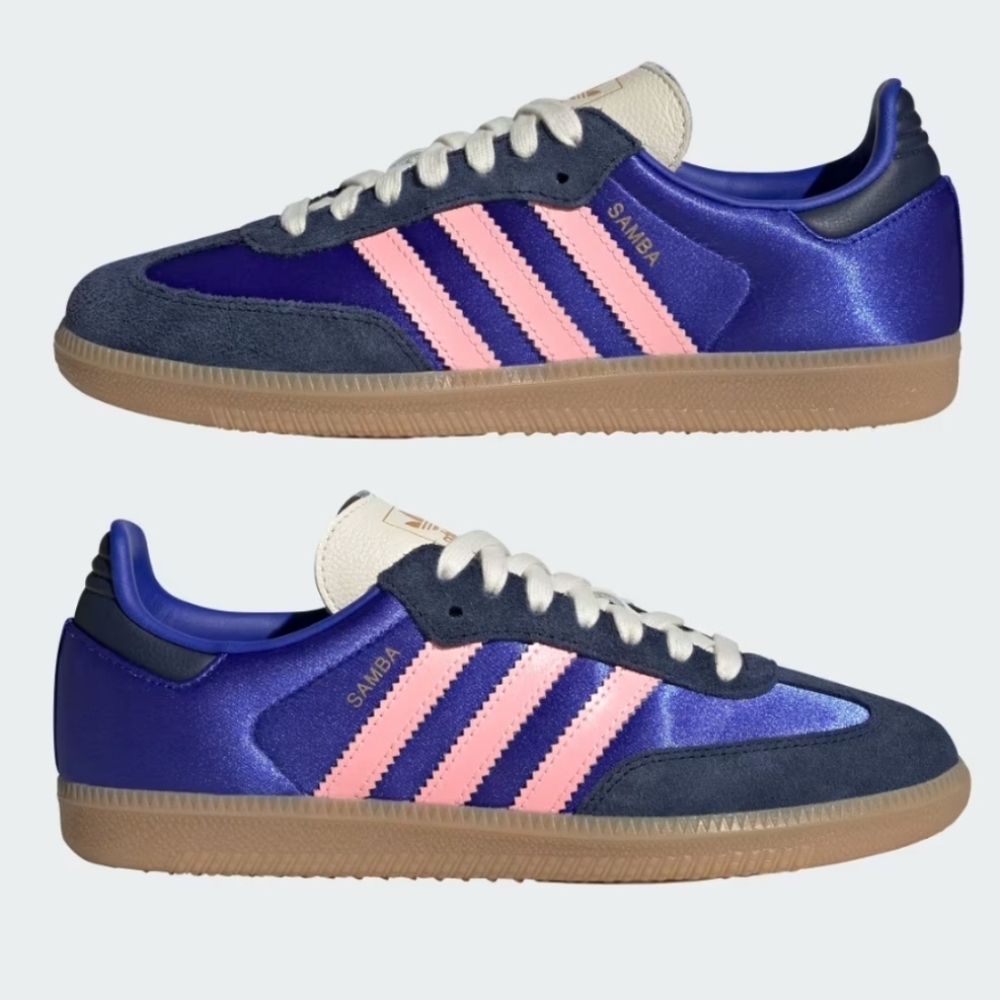 Satiny Adidas Sambas Woman Size 9/ New No Box/ Lucid Blue-night Indiglo-pink